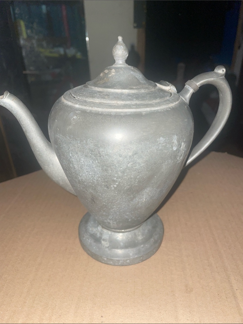 Vintage Pewter Teapot Decorative Accent - Gray